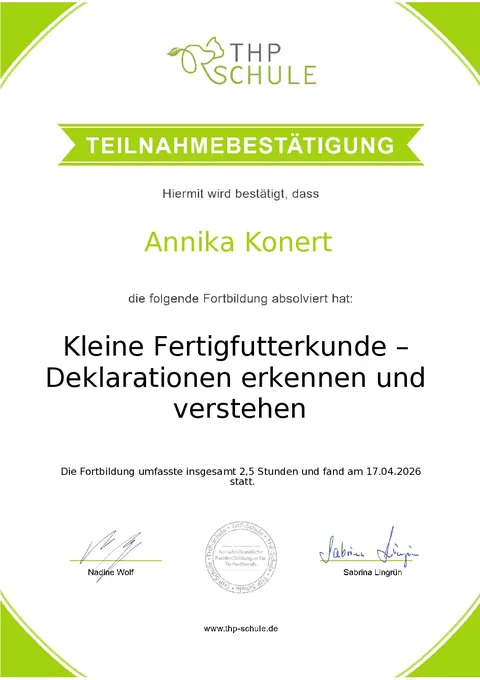 Fortbildung Fertigfutterkunde